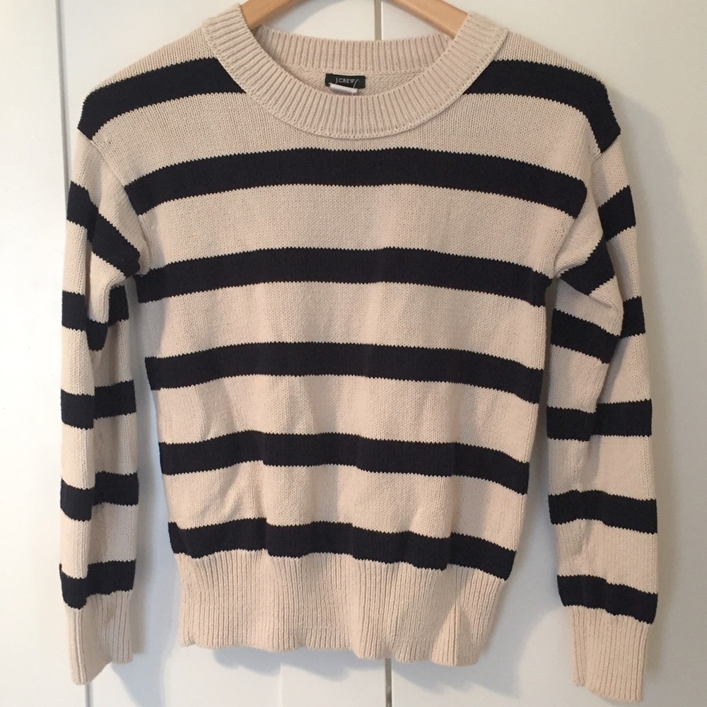 Navy and Cream Stripe Cotton Sweater